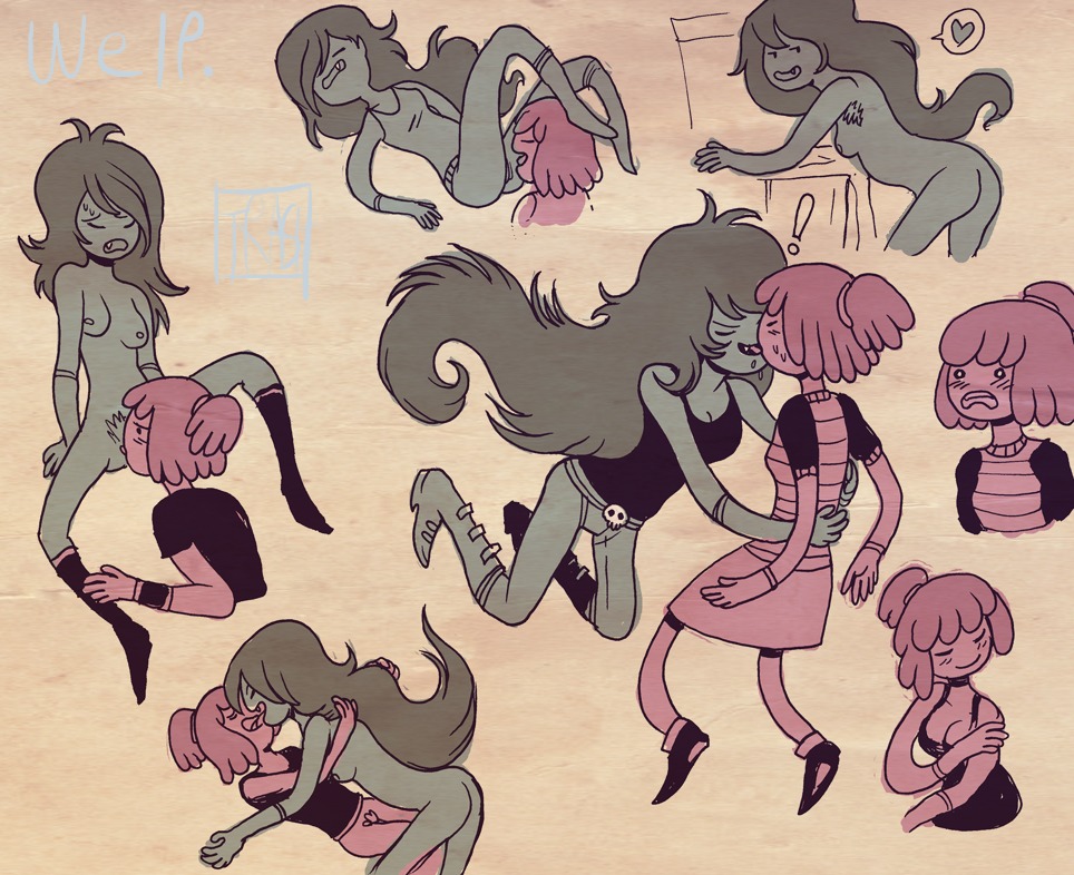 adventure_time female marceline multiple_females multiple_girls princess_bubblegum rule34 yuri