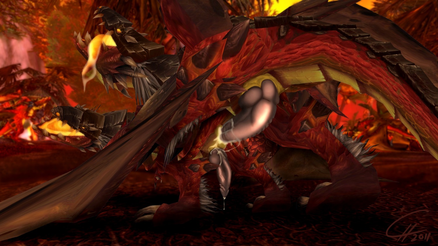 16:9 2011 anal anal_penetration blizzard_entertainment bodily_fluids cum drooling duo e621 erection feral feral_on_feral genital_fluids genitals hi_res male male/male male_penetrated male_penetrating male_penetrating_male membrane_(anatomy) membranous_wings murlocish nude penetration penis proto-drake red_body red_scales red_theme saliva scales scalie sex tail warcraft warm_colors widescreen wings