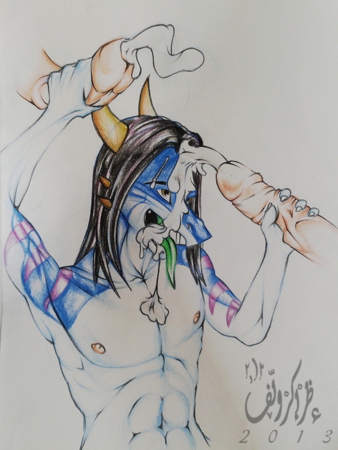 3:4 abs biceps big_penis black_hair blue_body blue_skin bodily_fluids claws cum cum_in_hair cum_in_mouth cum_inside cum_on_chest cum_on_face cumshot dragon drakorwolf e621 ejaculation erection eros faceless_character faceless_male fur genital_fluids genitals green_tongue group group_sex hair handjob hi_res horn humanoid_genitalia humanoid_penis looking_up male male/male male_penetrated male_penetrating male_penetrating_male markings muscular mythological_creature mythological_scalie mythology nipples nude open_mouth oral orgasm pecs penetration penile penis scalie sex simple_background sketch threesome tongue trio vein watermark white_body white_skin yellow_eyes