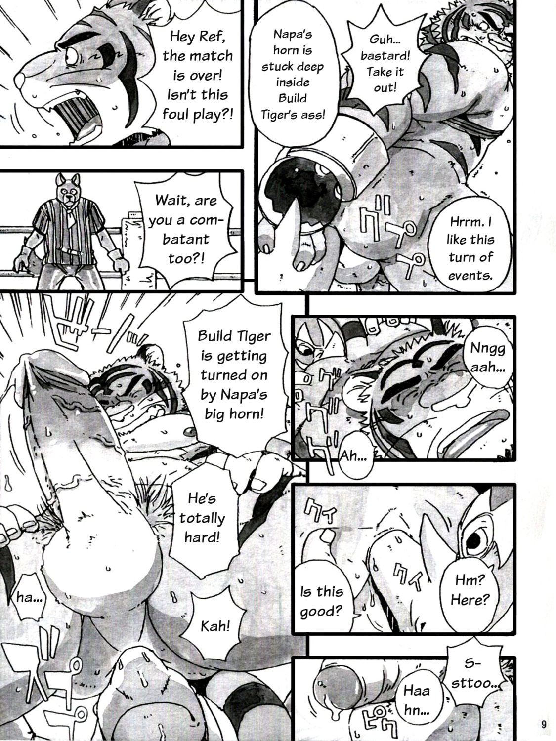 anal anal_sex anthro black_and_white build_tiger feline fur furry gamma-g gay male monochrome penetration penis rhino rule34 tiger