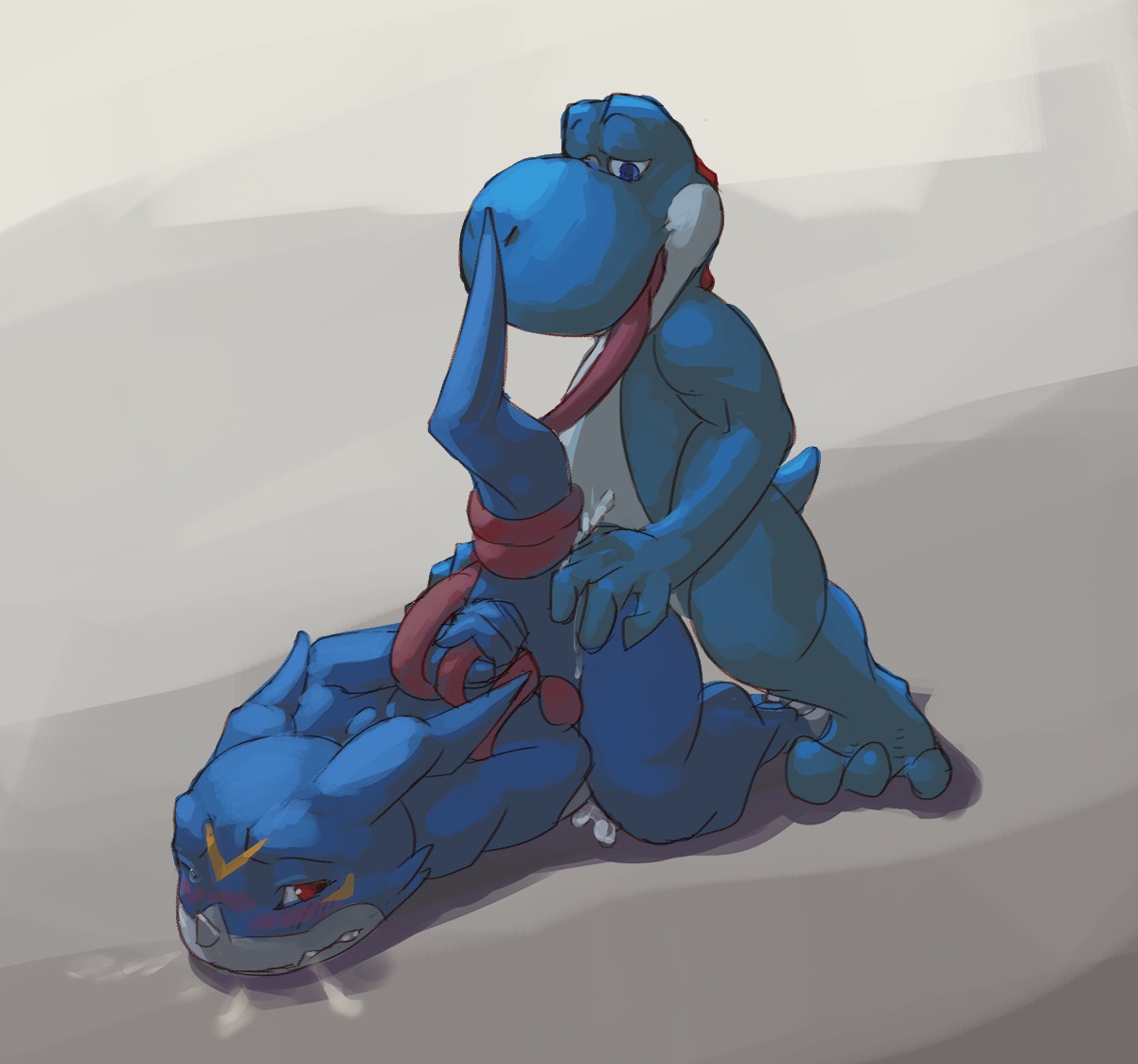 anal anal_penetration bandai_namco blue_body blue_eyes blue_skin blue_yoshi blush bodily_fluids bound breath crossover cum cum_in_ass cum_inside digimon digimon_(species) dominant dominant_male draikyr duo e621 from_behind_position genital_fluids hand_on_butt hands_behind_back kneeling long_tongue looking_back looking_down male male/male male_penetrated male_penetrating male_penetrating_male mario_bros nintendo open_mouth penetration raised_tail red_eyes scalie sex simple_background submissive submissive_male tail teeth tongue veemon white_background yoshi