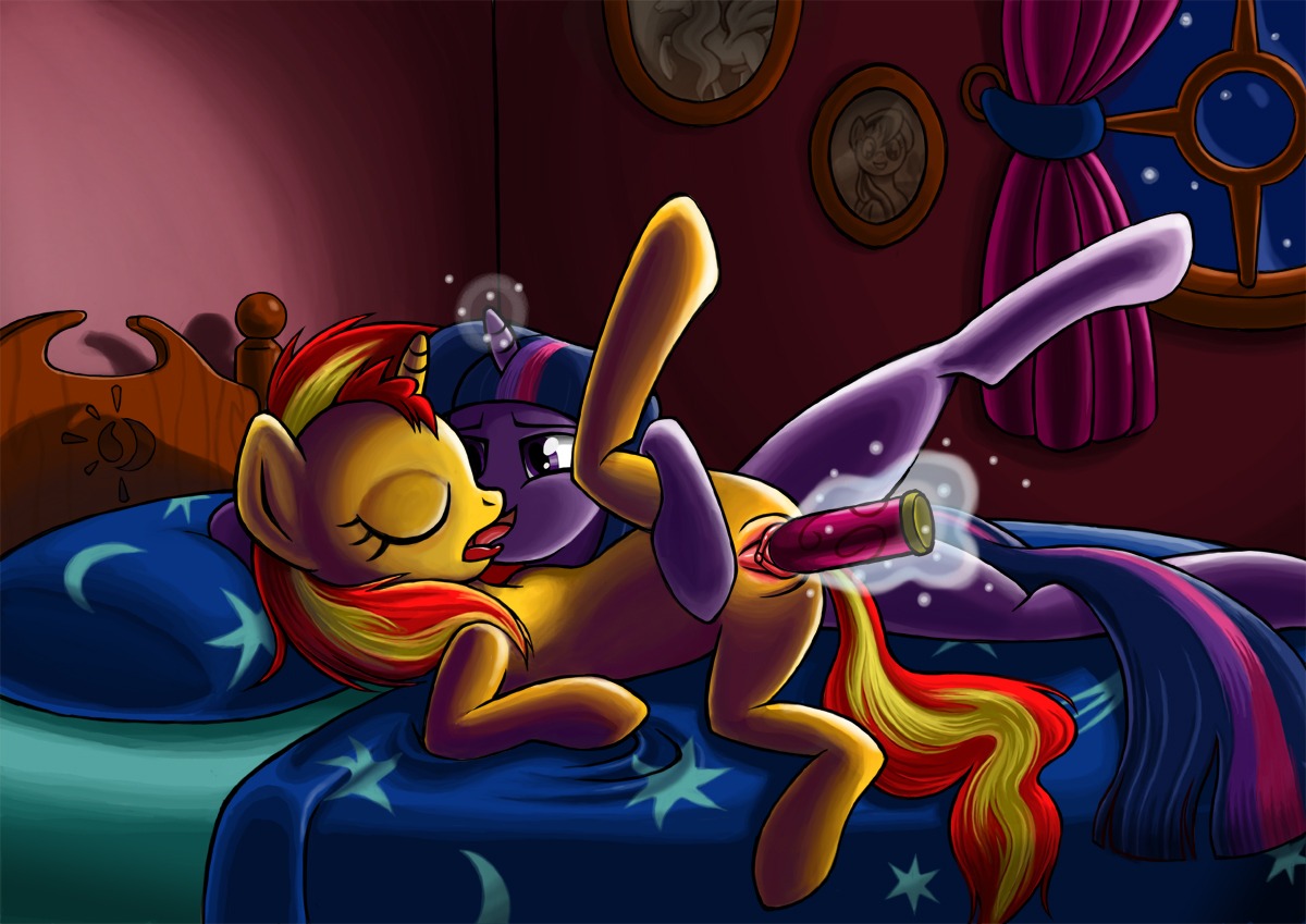 2013 bed bedroom clitoris digital_media_(artwork) dildo donutwish duo e621 equestria_girls equid equine female female/female feral french_kissing friendship_is_magic fur furniture genitals hair hasbro horn kissing lying magic mammal multicolored_hair my_little_pony mythological_creature mythological_equine mythology on_bed on_side outline penetration photo pillow purple_hair sex sex_toy spread_legs spreading sunset_shimmer_(eg) toying_partner twilight_sparkle_(mlp) two_tone_hair unicorn vaginal vulva wall_art window yellow_body yellow_fur