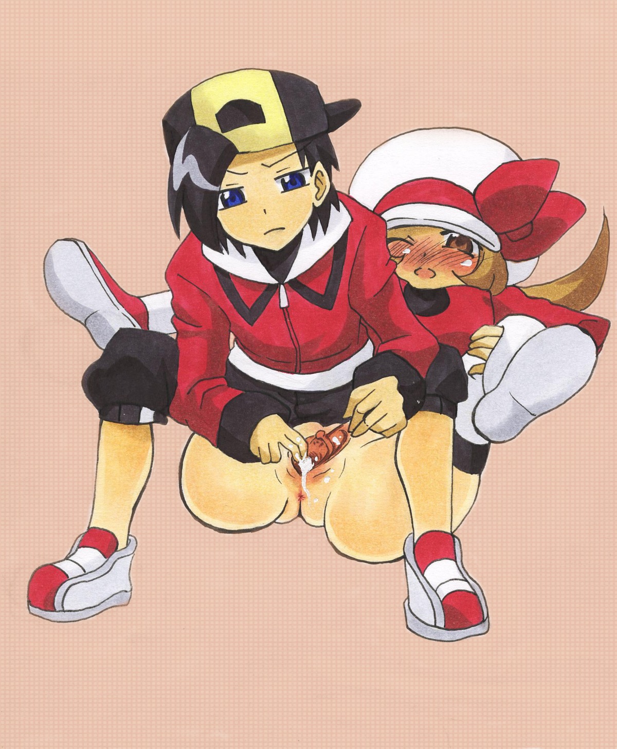 ethan_(pokemon) female lyra_(pokemon) nintendo pokemon rule34 tagme