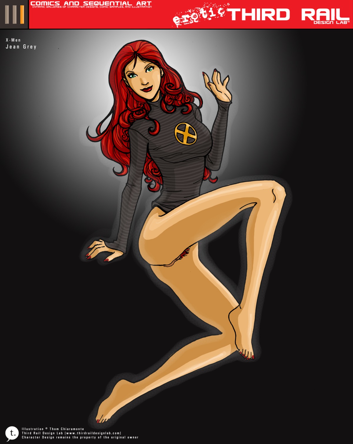 female female_only jean_grey marvel marvel_comics nail_polish red_hair red_pubic_hair rule34 straight_hair trdl x-men