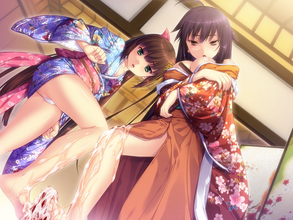 barefoot cum female game_cg hakama japanese_clothes kimono male nitou_ou_mono_wa_ittou_mo_ezu obi penis possible_duplicate rule34 yukata