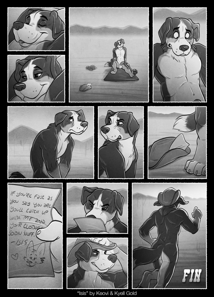 abs anthro athletic athletic_anthro athletic_male balls butt canid canine canis clothing comic countershading covering covering_crotch cowboy desert domestic_dog e621 embarrassed english_text erection genitals greyscale hat hat_only headgear headgear_only headwear headwear_only humiliation keovi letter male mammal monochrome mostly_nude nude on_towel pecs penis public public_exposure public_humiliation rear_view running smile solo text towel