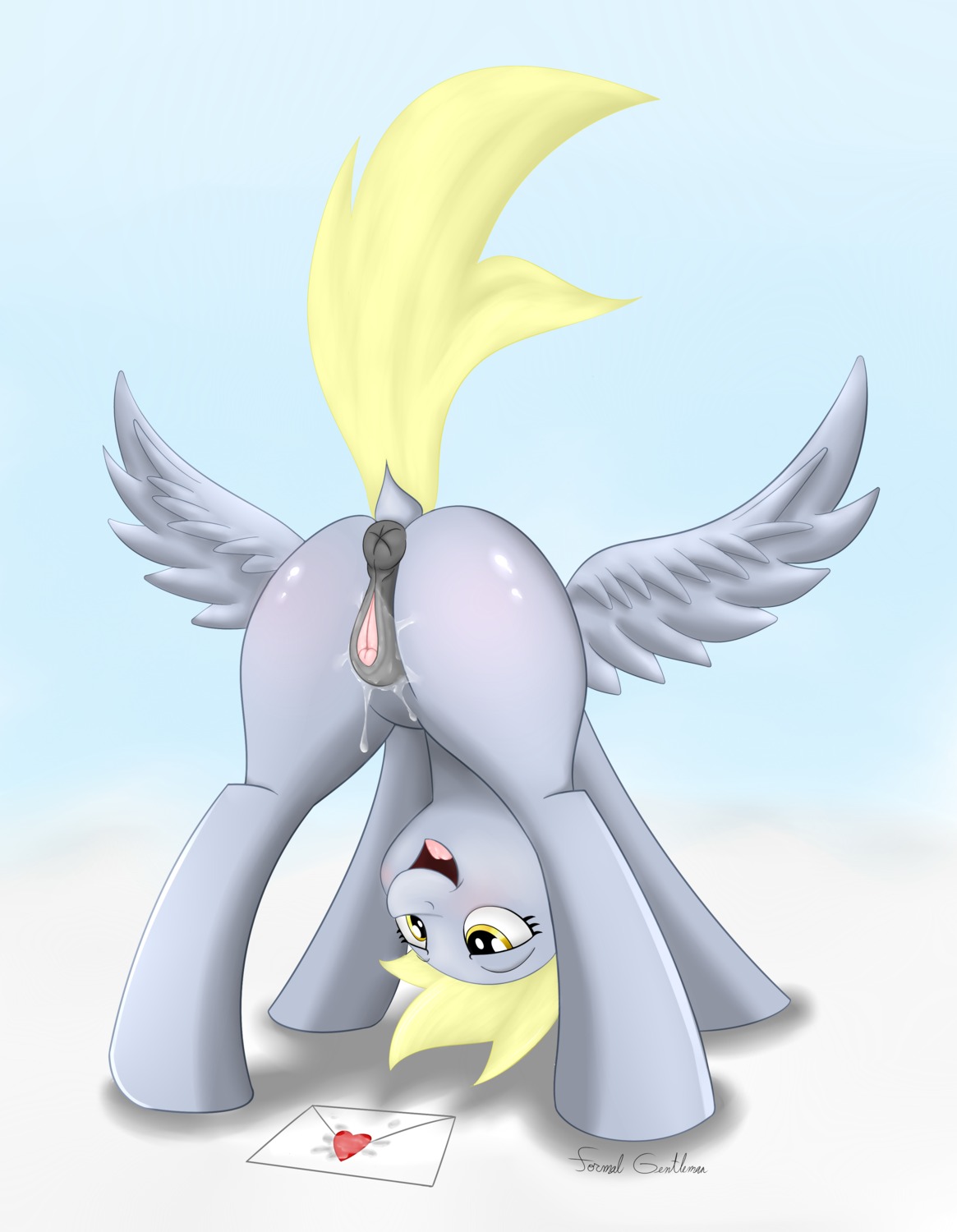 2014 absurd_res anatomically_correct anatomically_correct_genitalia anatomically_correct_vulva animal_genitalia animal_vulva anus ass_up bent_over blonde_hair bodily_fluids butt clitoral_winking clitoris derp_eyes derpy_hooves_(mlp) e621 equid equine equine_genitalia equine_vulva feathered_wings feathers female feral formal_gentleman friendship_is_magic fur genital_fluids genitals grey_body grey_feathers grey_fur hair hasbro hi_res letter mammal my_little_pony mythological_creature mythological_equine mythology open_mouth pegasus presenting presenting_hindquarters raised_tail solo tail vaginal_fluids vulva wings yellow_eyes