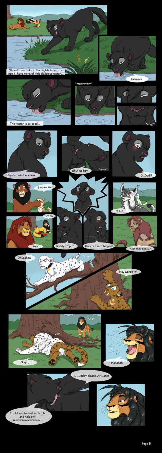 absurd_res age_difference anal animal_genitalia anus backsack balls being_watched blue_eyes blush bodily_fluids brown_eyes butt child claws collar comic dialogue disney drinking drooling druid e621 embarrassed english_text exhibitionism eyes_closed eyewear father_(lore) father_and_child_(lore) father_and_son_(lore) felid feral feral_on_feral forced fully_sheathed genitals glasses grass green_eyes group hi_res humor incest_(lore) laugh leopard leucistic licking lion looking_at_another looking_at_viewer looking_back magic_user male male/male mammal melanistic multiple_scenes nir_(old_design) nude o_0 o_o open_mouth oral outside outside_sex pantherine parent_(lore) parent_and_child_(lore) parent_and_son_(lore) plant profanity public public_sex raised_tail rape reallynxgirl rimming river saliva saliva_on_balls savanna sex shads sheath son_(lore) tail text the_lion_king the_shadow_of_light tongue tongue_out toony tree tribal_spellcaster ubaya water wood young