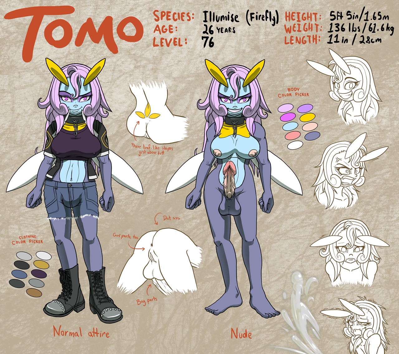 2013 anthro anus balls biped breasts butt conditional_dnp e621 english_text erection generation_3_pokemon genitals hair herm humanoid_genitalia humanoid_penis illumise intersex multiple_poses nintendo nude off/on penis pink_hair pokemon pokemon_(species) pokemorph pose solo teckworks text vulva