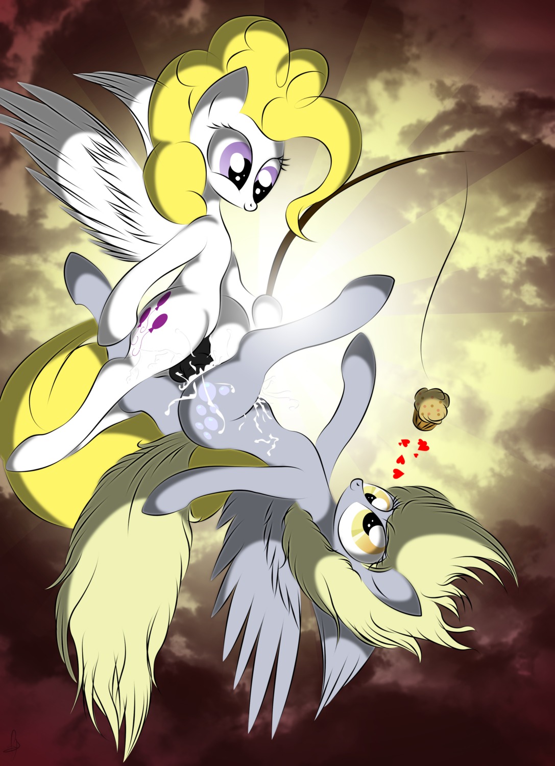 2012 absurd_res amber_eyes animal_genitalia animal_penis blonde_hair bodily_fluids crossgender cum cum_inside cutie_mark derpy_hooves_(mlp) duo e621 equid equine equine_genitalia equine_penis erection feathered_wings feathers female female_penetrated feral fishing_rod food friendship_is_magic genital_fluids genitals grey_body grey_feathers gynomorph gynomorph/female gynomorph_penetrating gynomorph_penetrating_female hair hasbro heart_symbol hi_res intersex intersex/female intersex_penetrating intersex_penetrating_female mammal muffin my_little_pony mythological_creature mythological_equine mythology nude pegasus penetration penis purple_eyes quadruped sex surprise_(pre-g4) tail v-d-k white_body white_feathers wings