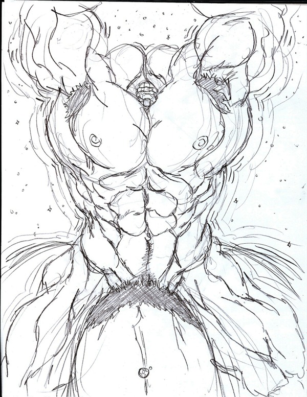 1boy abs bara big_pecs halo_(game) halo_(series) huge_pecs hyper hyper_muscles looking_at_viewer macro male male_focus male_only master_chief muk100 muscle_growth muscles muscular muscular_male nipples nude nude_male pecs rule34 sketch solo yaoi