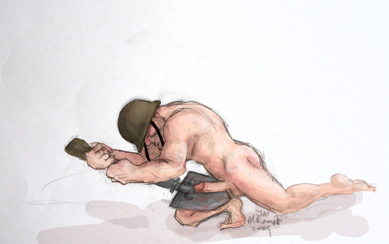 1boy 2009 male male_only masturbation object_focus object_sex rule34 shovel soldier_(team_fortress_2) solo team_fortress_2