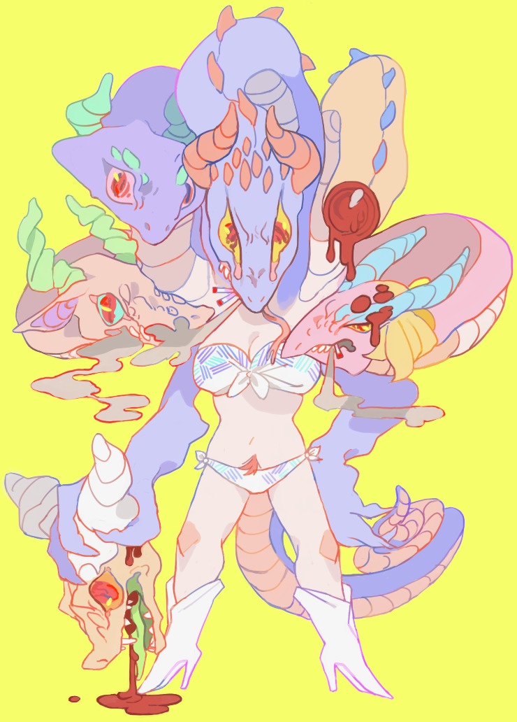 blood blood_from_mouth blood_in_mouth bodily_fluids cigarette e621 female gore human hybrid looking_at_viewer mammal pubes red_eyes reptile scalie simple_background smoke smoking snake solo tail unknown_species vomit vomiting vomiting_blood wounded yellow_background yolk_(artist)