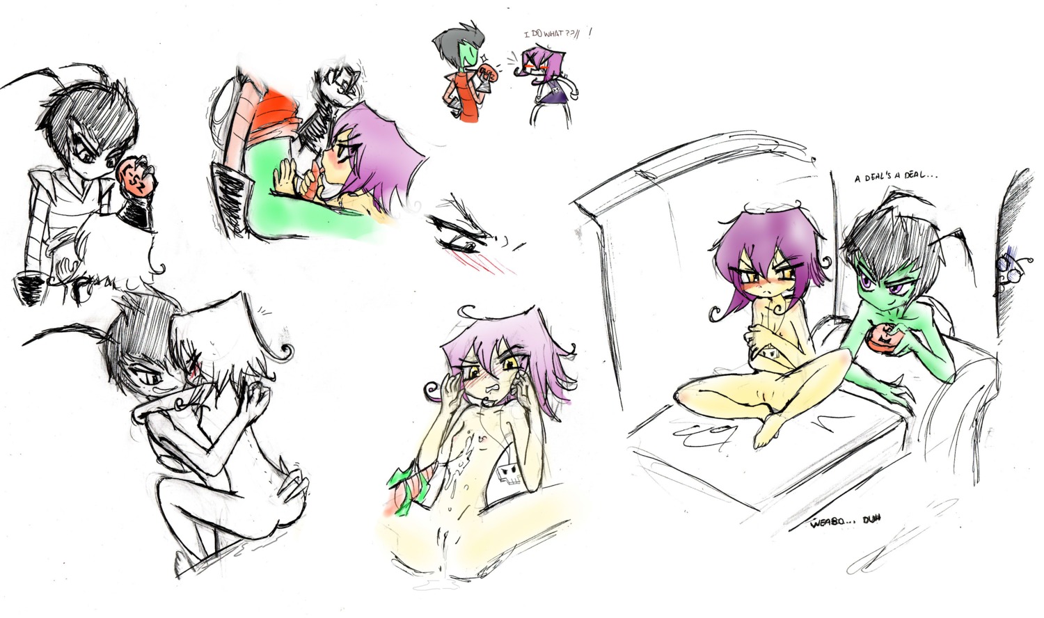 electronics female game_console gaz_membrane handheld_game_console human invader_zim irken male purple_hair rule34 smooth_skin tagme young zim