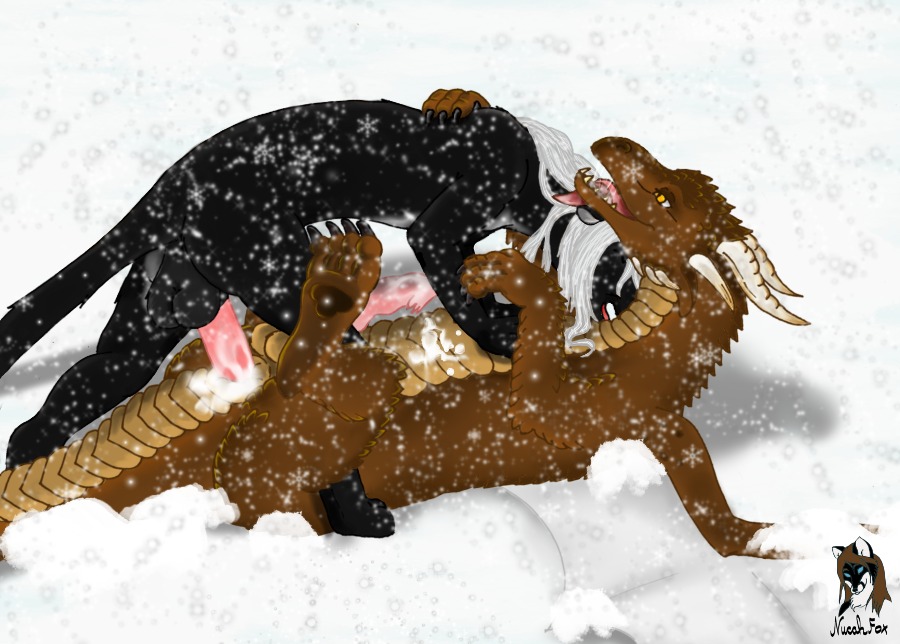 anal anal_penetration balls black_body black_fur bodily_fluids claws cum cum_inside dominant dominant_male dragon duo e621 erection felid feral feral_on_feral fur genital_fluids genitals love male male/male male_penetrated male_penetrating male_penetrating_male mammal master micah mythological_creature mythological_scalie mythology nucahfox nude outside pantherine paws penetration penis scalie sex snow snowing tail