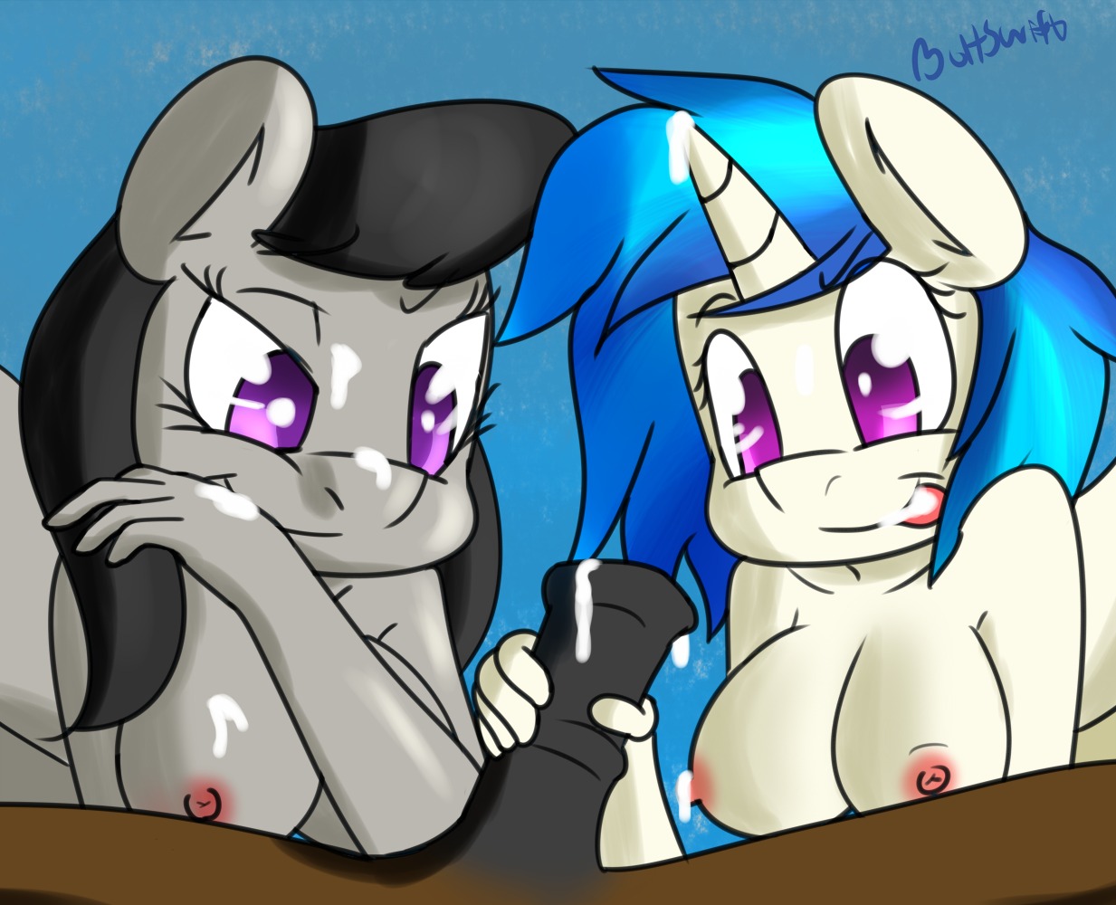animal_genitalia animal_penis anthro anthrofied bodily_fluids boltswift breasts cum duo_focus e621 earth_pony equid equine equine_genitalia equine_penis erection female friendship_is_magic genital_fluids genitals group hair hasbro horn horse male male/female mammal multicolored_hair my_little_pony mythological_creature mythological_equine mythology nipples nude octavia_(mlp) penis pony two_tone_hair unicorn vinyl_scratch_(mlp)