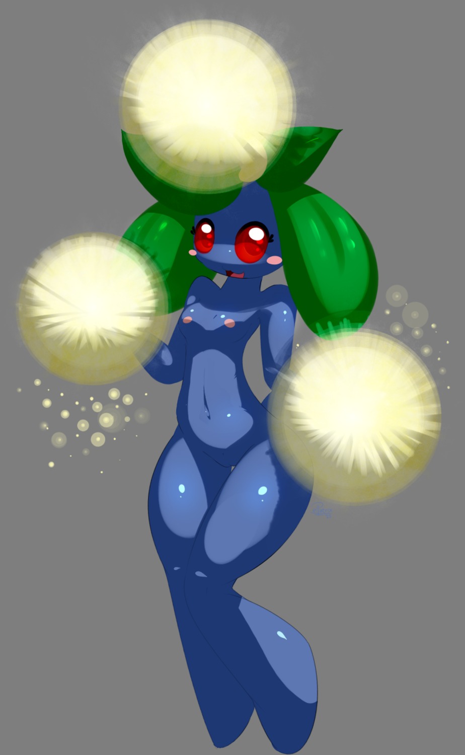 2013 alpha_channel anthro blue_body blue_skin blush breasts digital_media_(artwork) e621 elpatrixf female generation_2_pokemon genitals hi_res jumpluff nintendo nipples pink_nipples pokemon pokemon_(species) red_eyes simple_background small_breasts solo transparent_background vulva wide_hips