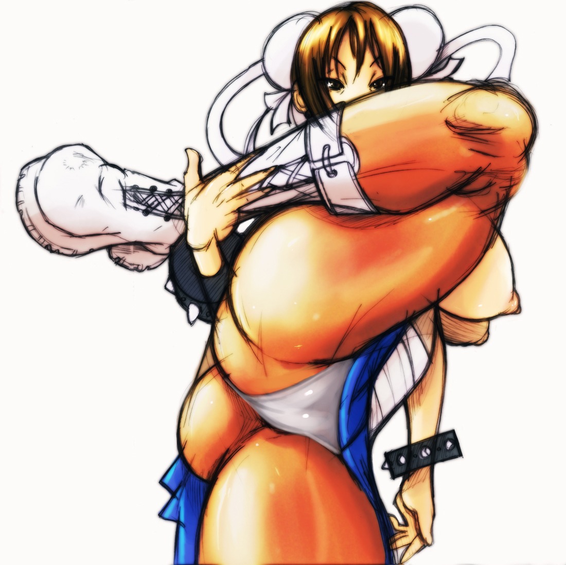 ass brown_hair chun-li female panties panty_shot pantyhose pantyshot rule34 street_fighter underwear