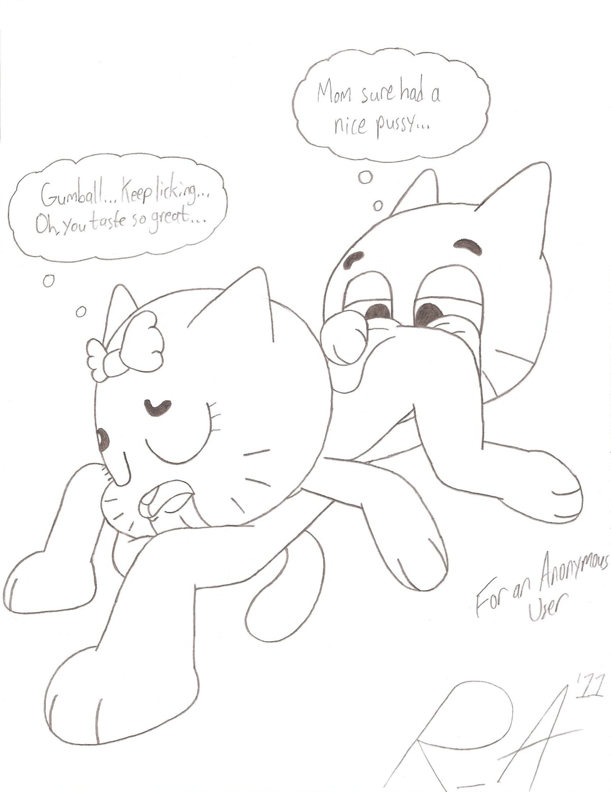 anthro domestic_cat feline female furry gumball_watterson nicole_watterson random_anon rule34 straight_hair tagme the_amazing_world_of_gumball