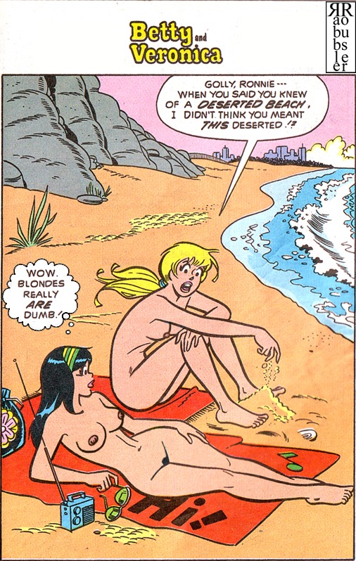 2girls archie_comics ass beach betty_and_veronica betty_cooper black_hair blonde_hair breasts female multiple_females multiple_girls nude pussy rabblerouser rule34 unshaved_pussy veronica_lodge yuri