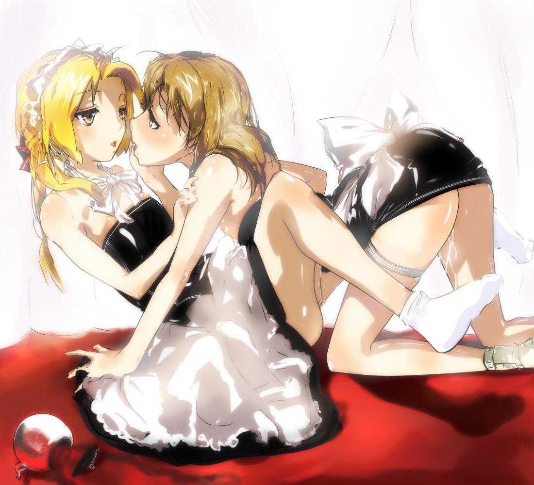 2boys alphonse_elric arched_back ass ass_up brother brothers crossdressing cum cumdrip edward_elric femboy fullmetal_alchemist incest maid male no_panties rule34 trap trap_on_trap yaoi