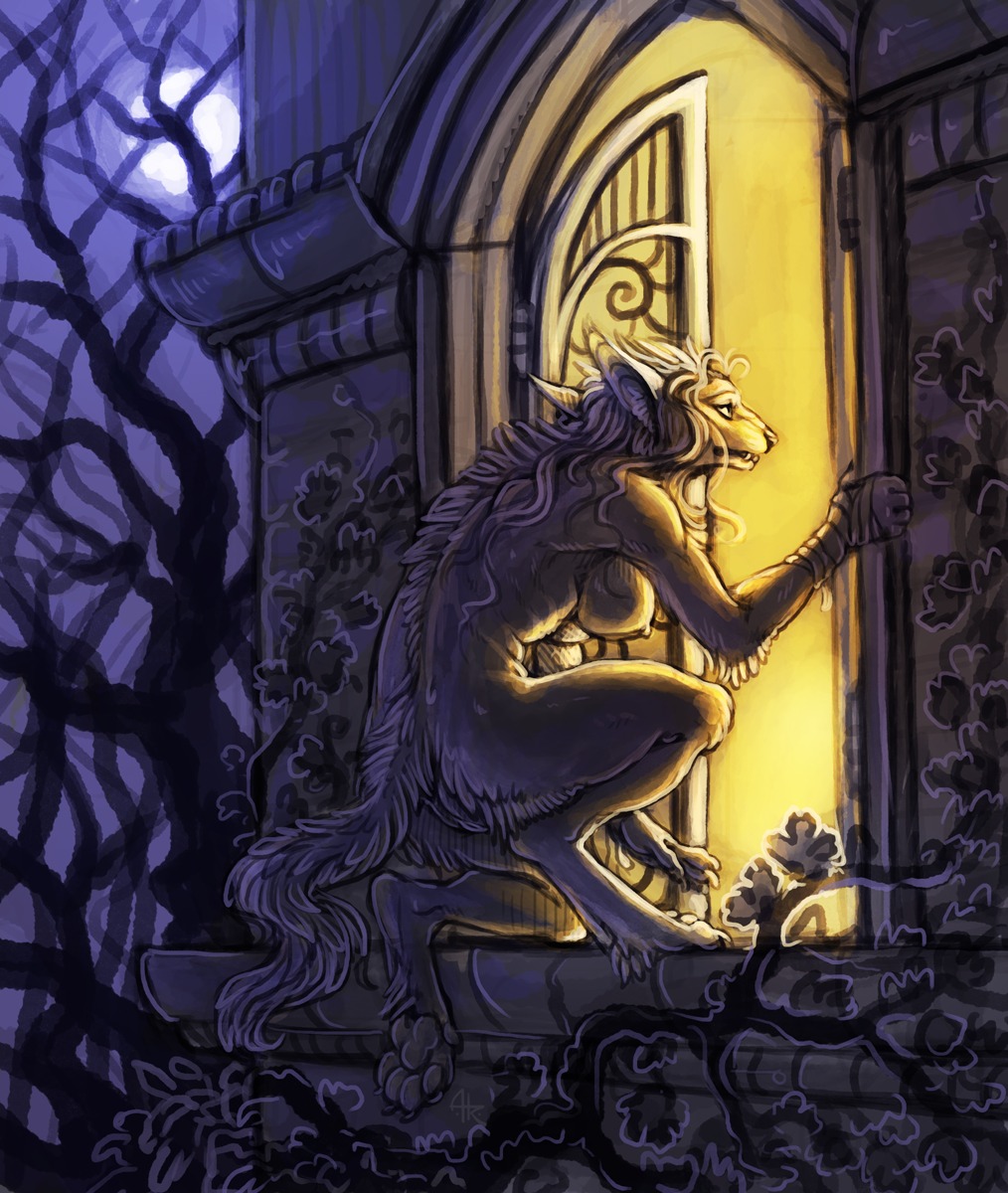 2014 acidapluvia anthro breasts canid canine canis e621 entering_through_window female genitals hair hi_res mammal moon mythological_canine mythological_creature mythology night nude outside side_boob solo vulva werecanid werecanine werecreature werewolf white_hair window wolf