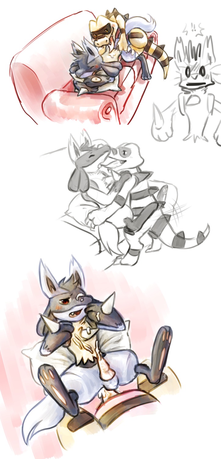 2012 anal anal_sex anthro feral furry gay haychel krokorok lucario male nintendo no_humans penetration pokemon pokemon_(species) rule34