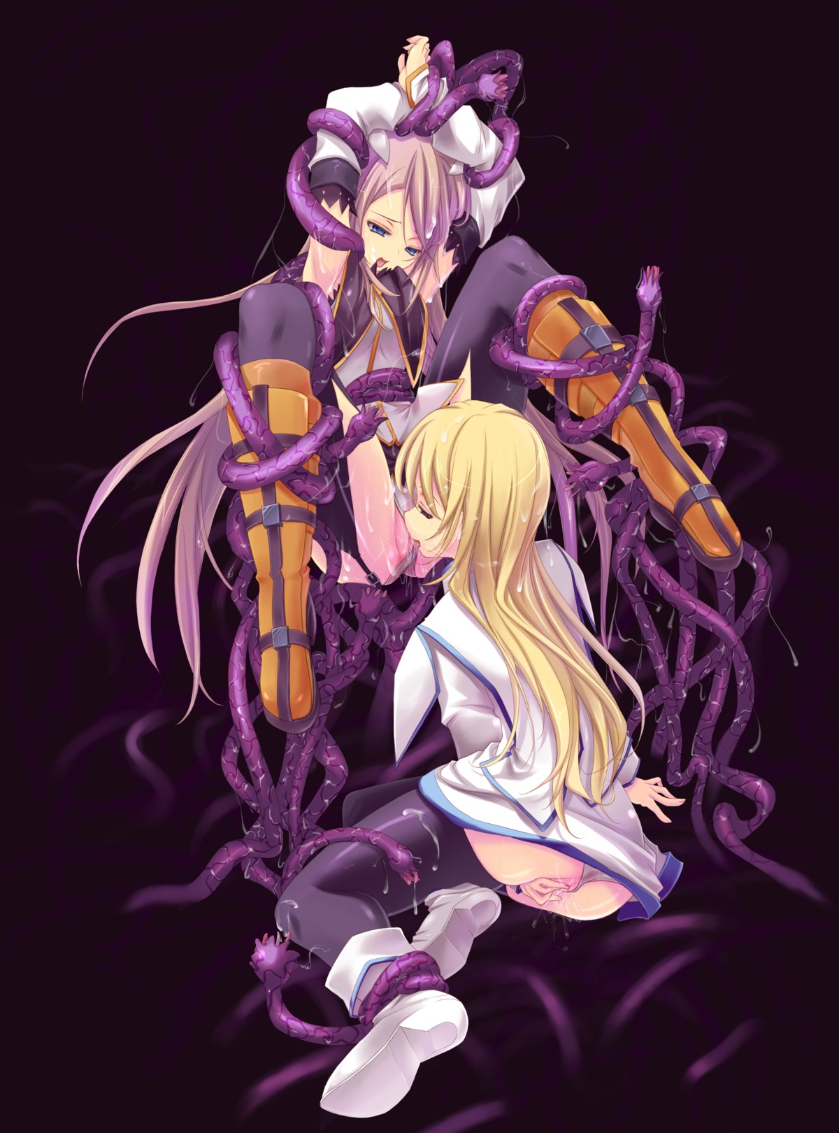 1girls armpits black_legwear black_thighhighs blonde_hair brown_hair clothing colette_brunel consensual_tentacles cunnilingus female fingering happy_sex high_resolution long_hair marta_lualdi masturbating_during_cunnilingus masturbation multiple_females multiple_girls oral panties pussy pussy_juice rule34 sakurazaka_yuu tales_of_(series) tales_of_symphonia tales_of_symphonia_knight_of_ratatosk tentacle thighhighs yuri