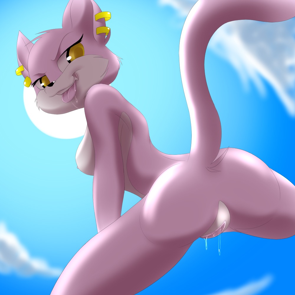 1:1 2012 anthro beebee_(eyeofcalamity) bodily_fluids breasts butt colored digital_media_(artwork) domestic_cat drooling e621 eyeofcalamity felid feline felis female female_(lore) genital_fluids genitals in_heat looking_at_viewer low-angle_view mammal nipples nude outside saliva shaded sky skyscape smile solo spread_legs spreading tail tongue tongue_out vaginal_fluids vulva worm's-eye_view yellow_eyes