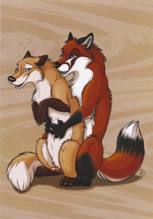 all_fours canine female feral fox from_behind hug licking male penis quad rule34 sex smile straight straight_sex tani_da_real tongue