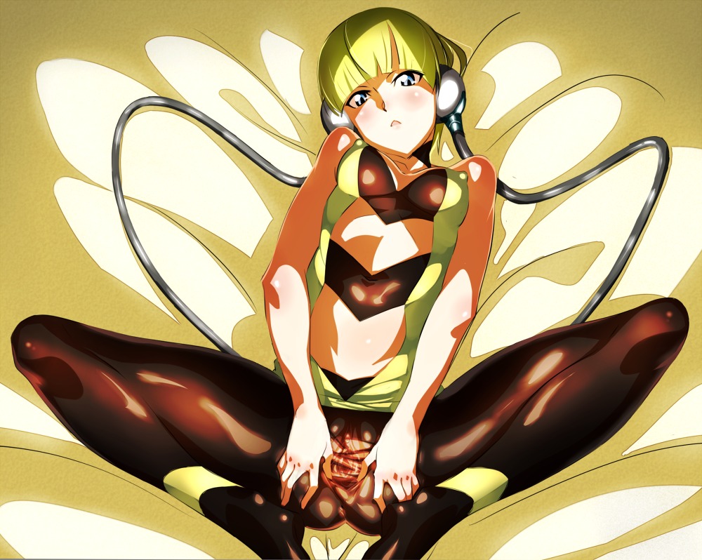 bad_id bare_shoulders bed_sheet black_legwear blonde_hair blue_eyes blush elesa_(pokemon) elesa_(pokemon_bw) female female_only gym_leader headphones human lying niko_(tama) nintendo no_shoes pantyhose pokemon pokemon_bw pussy rule34 short_hair solo spread_legs spread_pussy spread_pussy_under_clothes torn_pantyhose uncensored