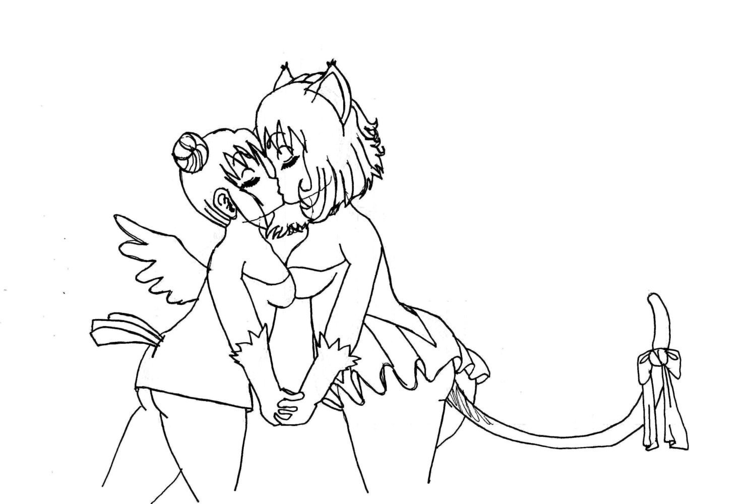 female ichigo_momomiya mew_ichigo mew_mint mint_aizawa monochrome rule34 tagme tokyo_mew_mew