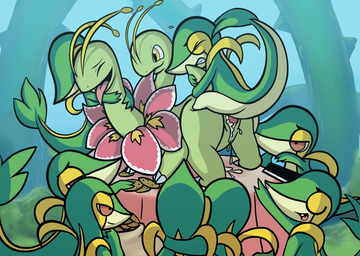 absurd_res bodily_fluids conditional_dnp cookie cum cum_in_vagina cum_inside e621 erection eyes_closed female feral food generation_2_pokemon generation_5_pokemon genital_fluids genitals group hi_res knife male male/female meganium nintendo nude penetration penis pokemon pokemon_(species) red_eyes sex snivy tail tricksta vaginal vaginal_penetration vulva yellow_eyes