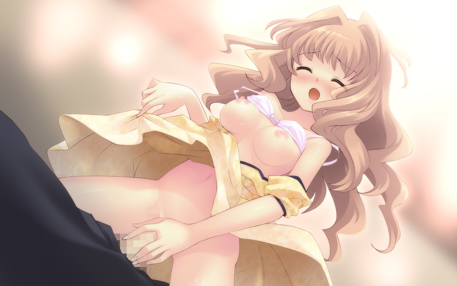 bra bra_lift breasts censored dress dress_lift female flyable_heart highres itou_noiji kimi_no_nagori_wa_shizuka_ni_yurete lingerie male nipples noizi_ito panties penis rule34 sex underwear
