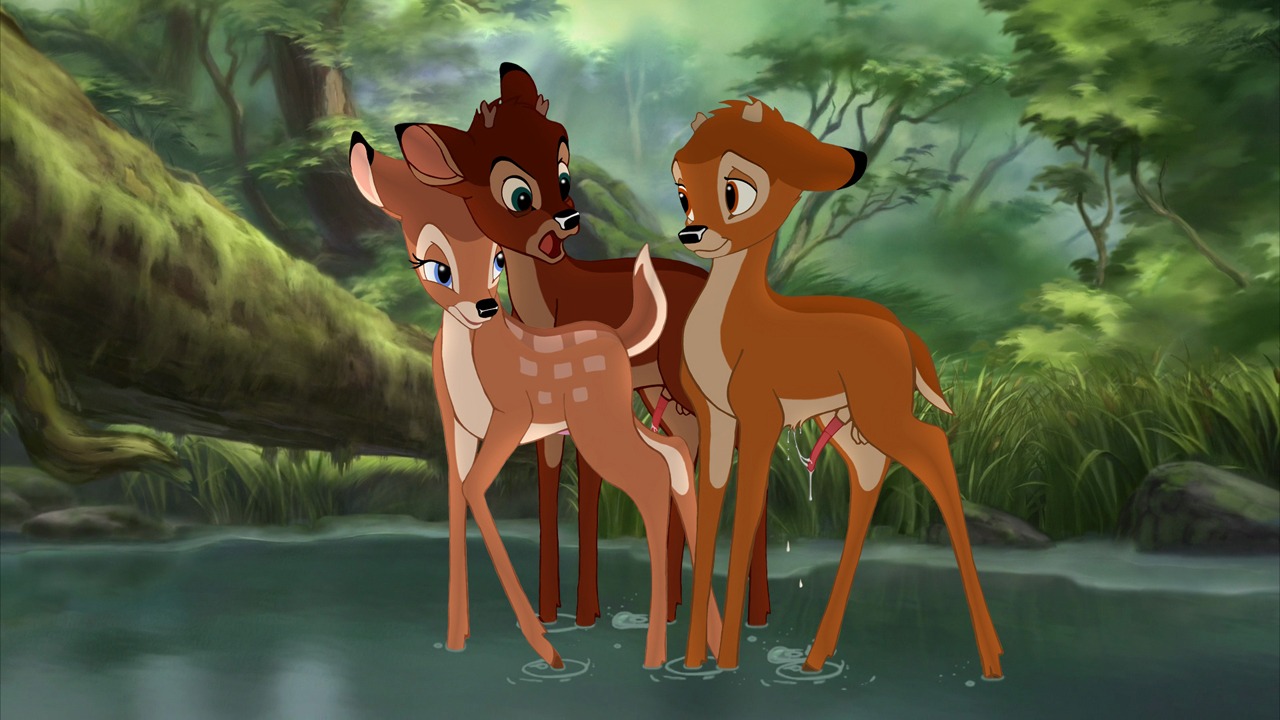 balls bambi_(character) bambi_(film) cub cub_on_cub deer disney edit faline female female_cub feral male male_cub male_focus penis ronno rule34 tagme testicles