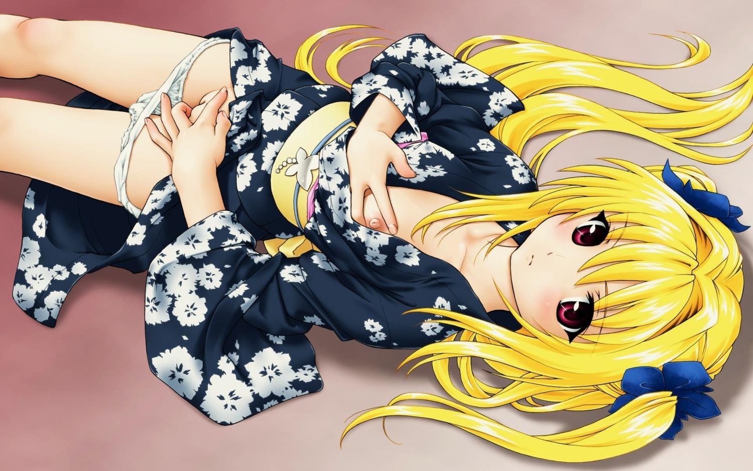 blonde_hair breasts clothing female fuji_shinobu jpeg_artifacts konjiki_no_yami long_hair nipples pussy rule34 small_breasts to_love-ru uncensored underwear