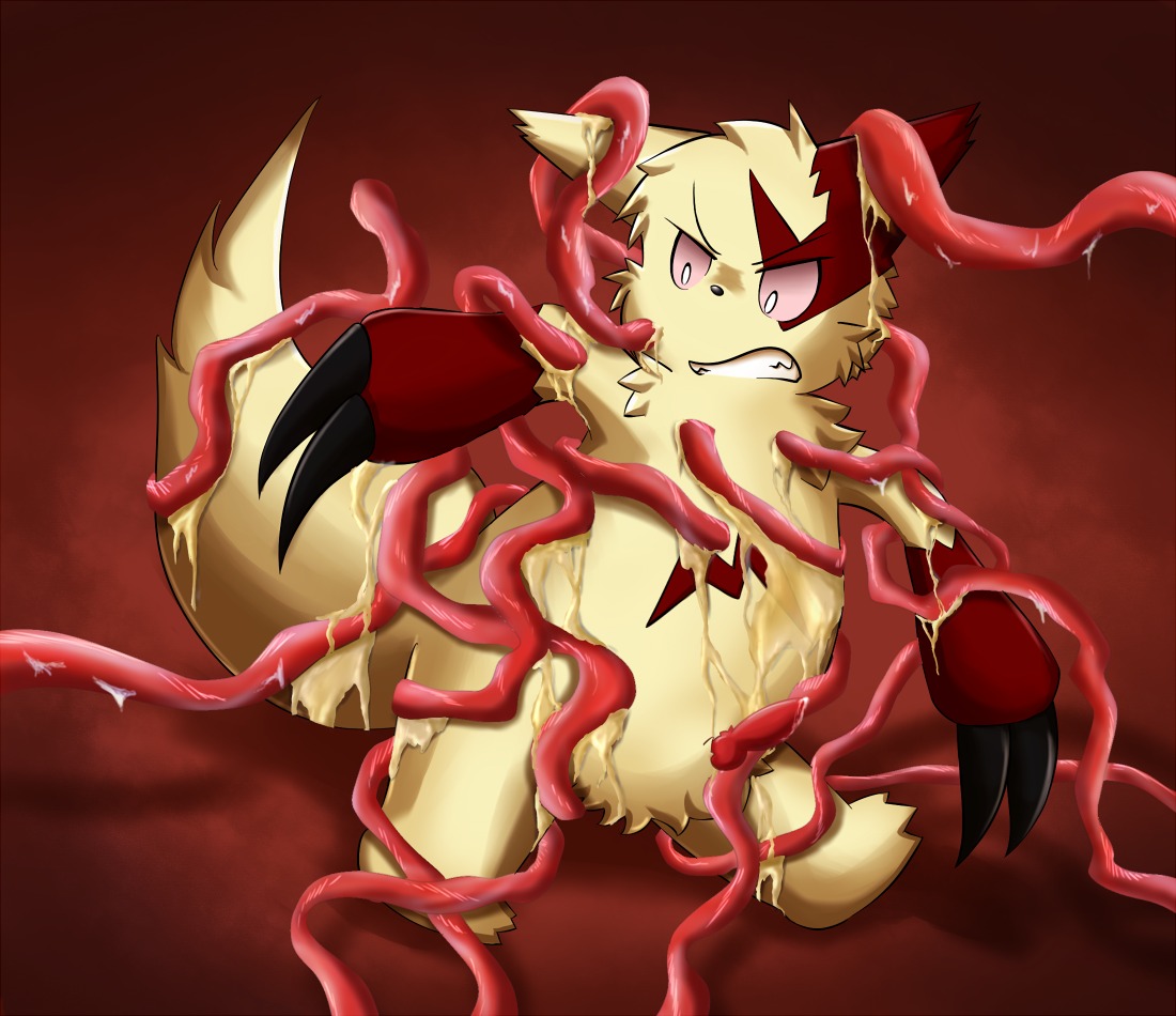 balls claws color feral fur male nude penis pokemon pokemon_(species) rule34 standing tagme tentacle testicles zangoose