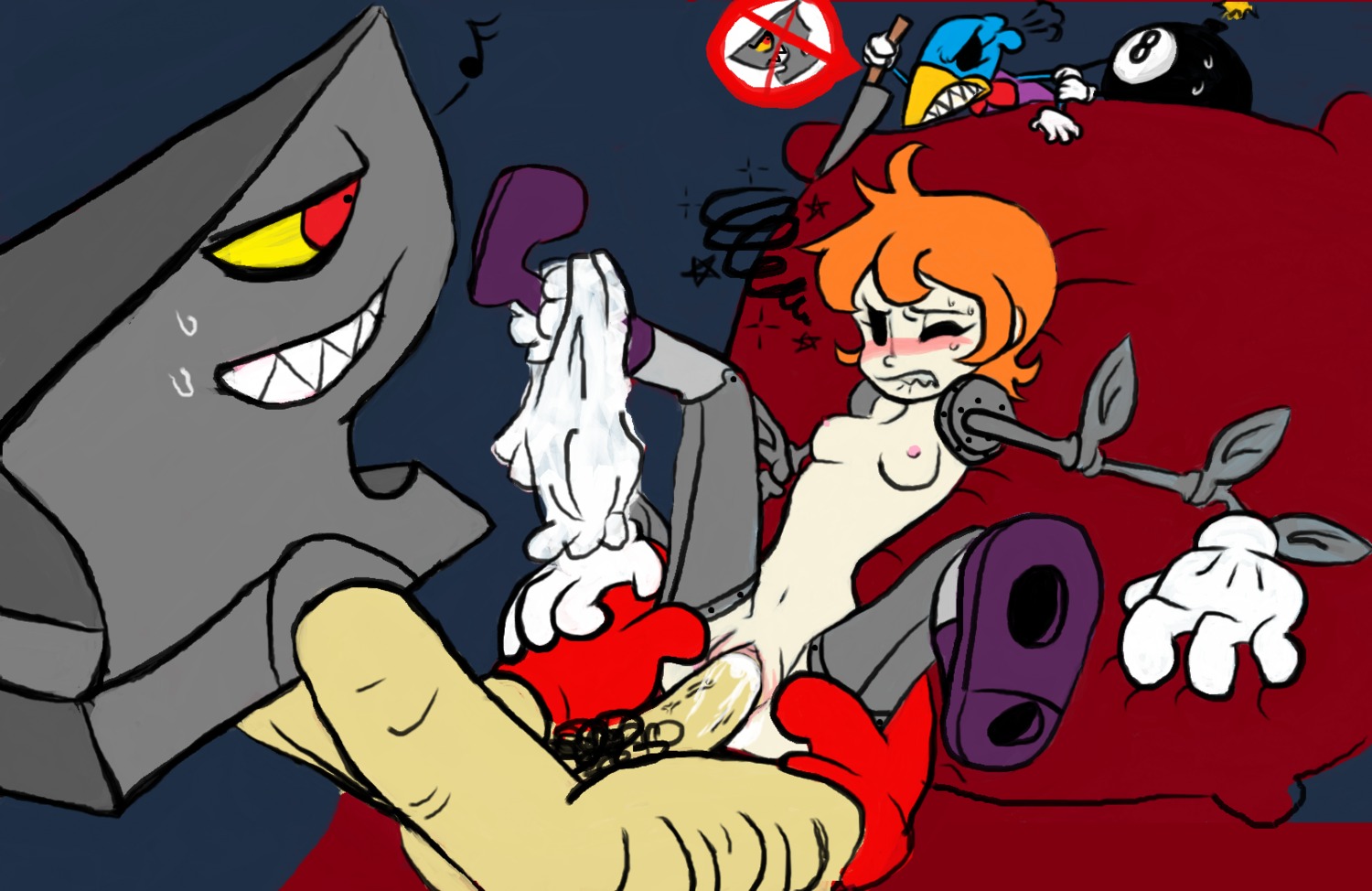 andy_anvil avery_(skullgirls) female george_bomb peacock_(skullgirls) rule34 skullgirls