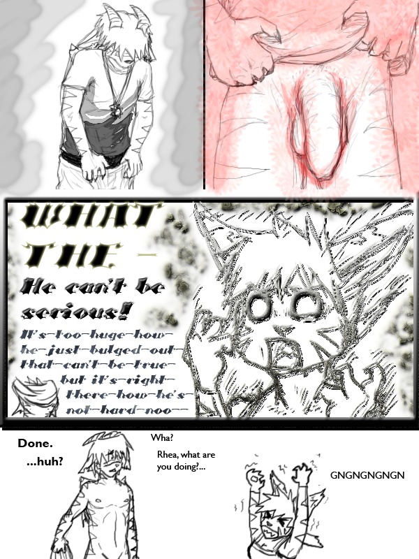 3:4 anthro buwaro_elexion clothed clothing comic demon duo e621 english_text female flaccid foreskin genitals humanoid_genitalia humanoid_penis jakkai male penis rhea_snaketail slightly_damned text yellowpower