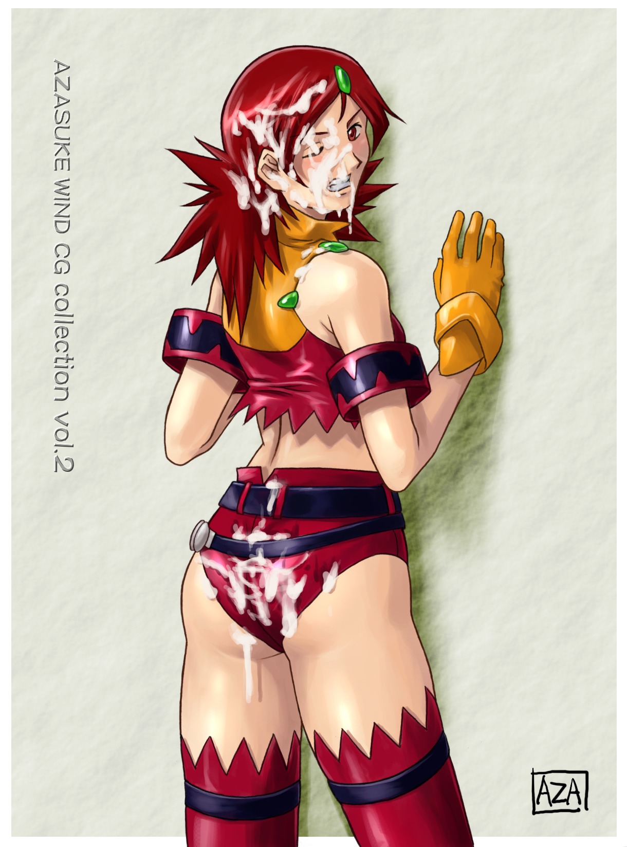 1girls azasuke cum female female_only highres naomi_fluegel red_hair rule34 solo zoids zoids_new_century