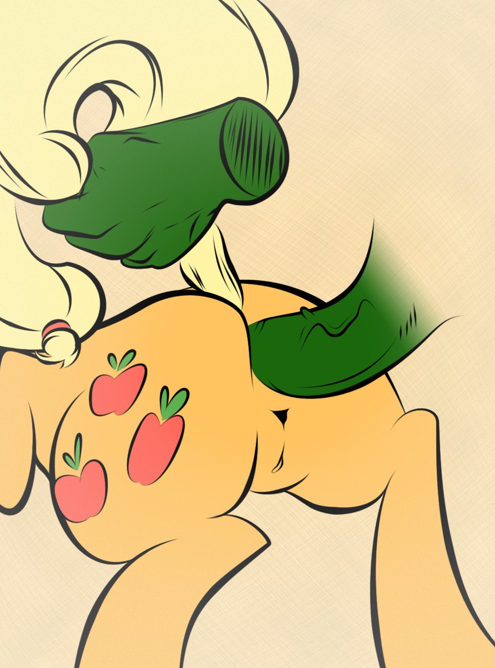 2014 anal anal_penetration applejack_(mlp) bestiality butt cutie_mark disembodied_hand disembodied_penis duo e621 earth_pony equid equine erection female female_on_humanoid female_penetrated feral friendship_is_magic from_behind_position genitals green_body green_skin hair hasbro hi_res horse humanoid humanoid_genitalia humanoid_on_feral humanoid_penis interspecies lioncourt male male/female male_on_feral male_penetrating male_penetrating_female mammal mostazathy my_little_pony nude penetration penis pony sex simple_background tail tail_grab third-party_edit vein vulva