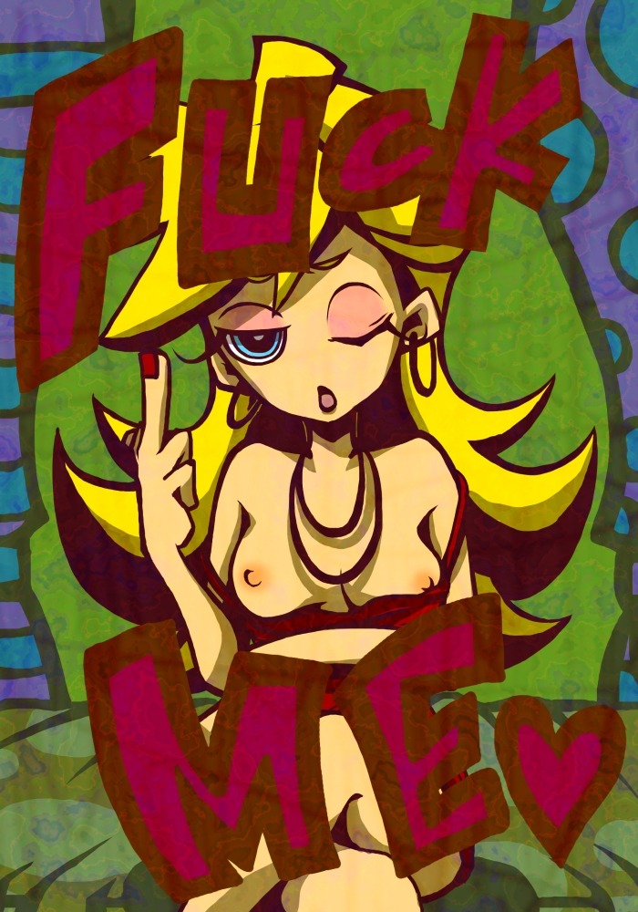 female middle_finger panty_&amp;_stocking_with_garterbelt panty_anarchy pointy_chin rule34 tagme