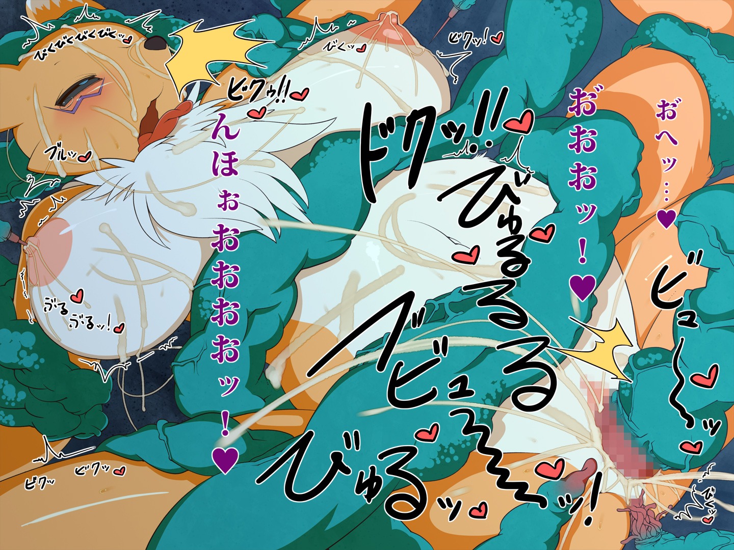 breasts canine censored comic digimon digital_sex_sleeve female fox heart japanese_text mosaic_censoring multicolored_body multicolored_fur nipples renamon rule34 sindoll tentacle text translation_request two-tone_body two-tone_fur white_body white_fur yellow_body yellow_fur