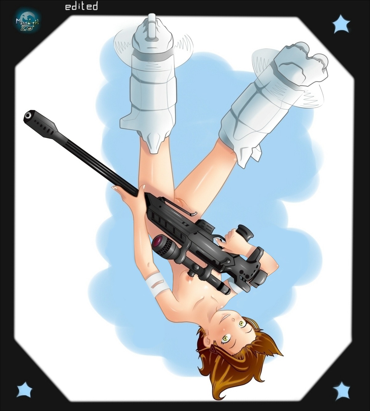 1girls female female_only flat_chest gun rule34 silvermoonlight solo tagme