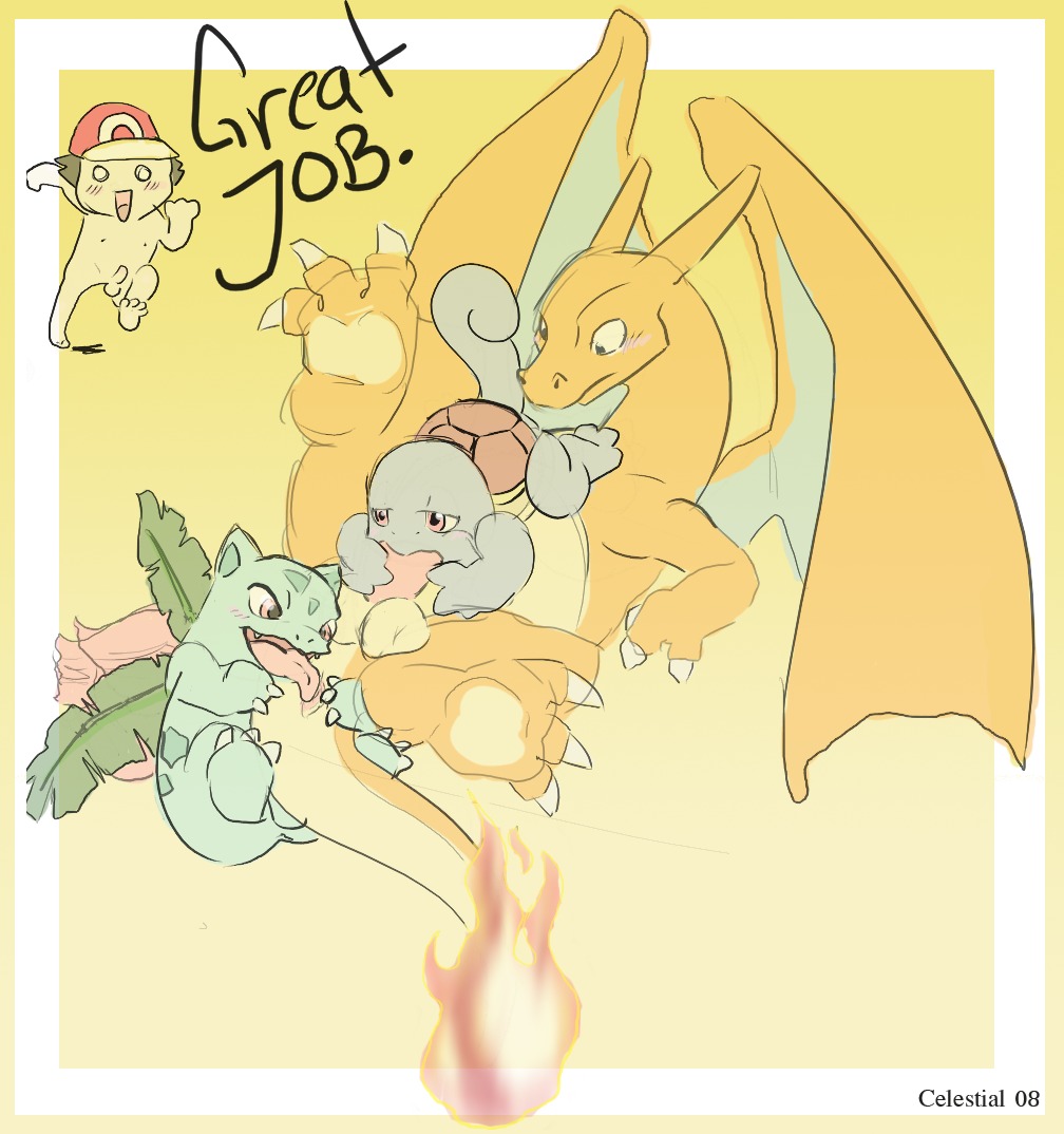 2008 ambiguous_gender celestial charizard ivysaur male male/ambiguous male_only nintendo pok&eacute;mon_(species) pokemon pokemon_(species) pokemon_trainer red_(pokemon) rule34 squirtle straight_hair super_smash_bros.