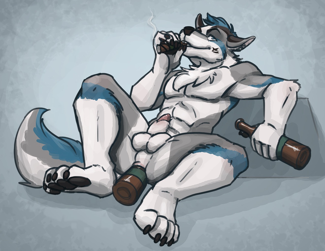abs alcohol anal anal_masturbation anal_penetration animal_genitalia anthro balls beer beverage biped bottle canid canine canis cigar container digital_media_(artwork) dildo domestic_dog e621 fully_sheathed genitals improvised_dildo improvised_sex_toy lying male mammal masturbation nude penetration penis penis_tip sex_toy sheath sheathed_while_penetrated smoke smoking solo tail thestory toying_self