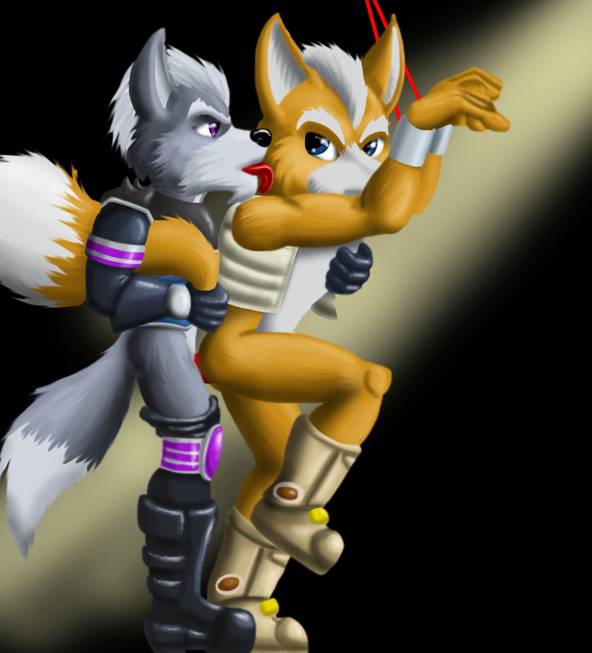 anthro buggery cobra_mcjingleballs color fox fox_mccloud fur furry furry_only gay interspecies male male_only multiple_males no_humans rule34 sex side_view star_fox wolf wolf_o'donnell yaoi