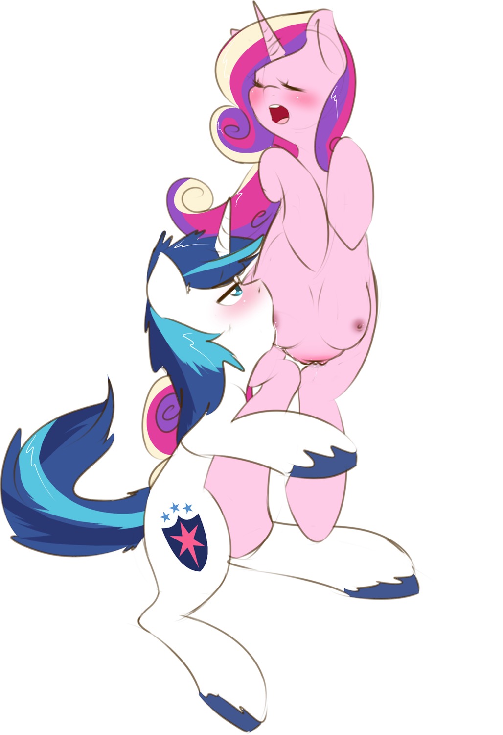 2013 belly big_belly blue_eyes blue_hair blush bodily_fluids breast_play breast_suck breastfeeding breasts canon_couple cutie_mark duo e621 equid equine female feral friendship_is_magic genitals hair hasbro hi_res horn kryptchild lactating male male/female mammal milk multicolored_hair my_little_pony mythological_creature mythological_equine mythology nipples open_mouth pregnant princess_cadance_(mlp) shining_armor_(mlp) sucking suckling teats unicorn vulva