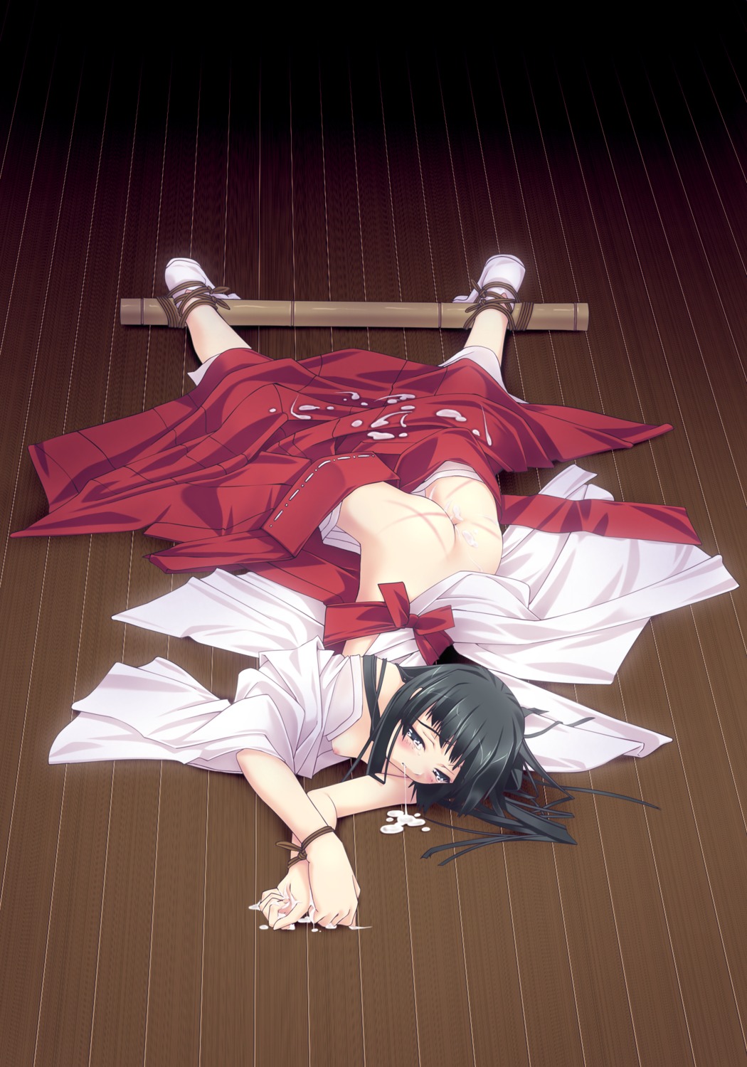 1girls 2d ass bondage bound bound_wrists breasts breasts_out cum cum_in_mouth cum_on_clothes cum_on_hakama cum_on_skirt cumdrip f-ism female female_focus female_human female_only hakama highres human human_female human_focus human_only japanese_clothes miko murakami_suigun nipples no_visible_genitalia on_stomach original restrained rule34 skirt skirt_lift small_breasts solo solo_female solo_focus spreader_bar straight_hair whip_marks