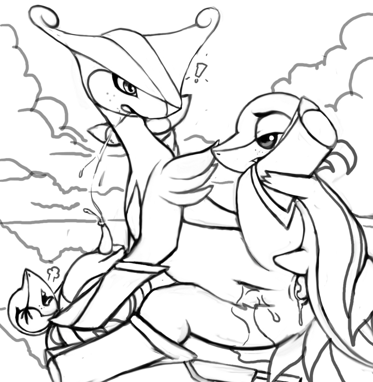 baginazard cum female feral freckles insertion interspecies male monochrome multiple_males nude outdoors penis pokemon pokemon_(species) pokemon_bw pussy rule34 sex snivy straight tagme virizion vulva